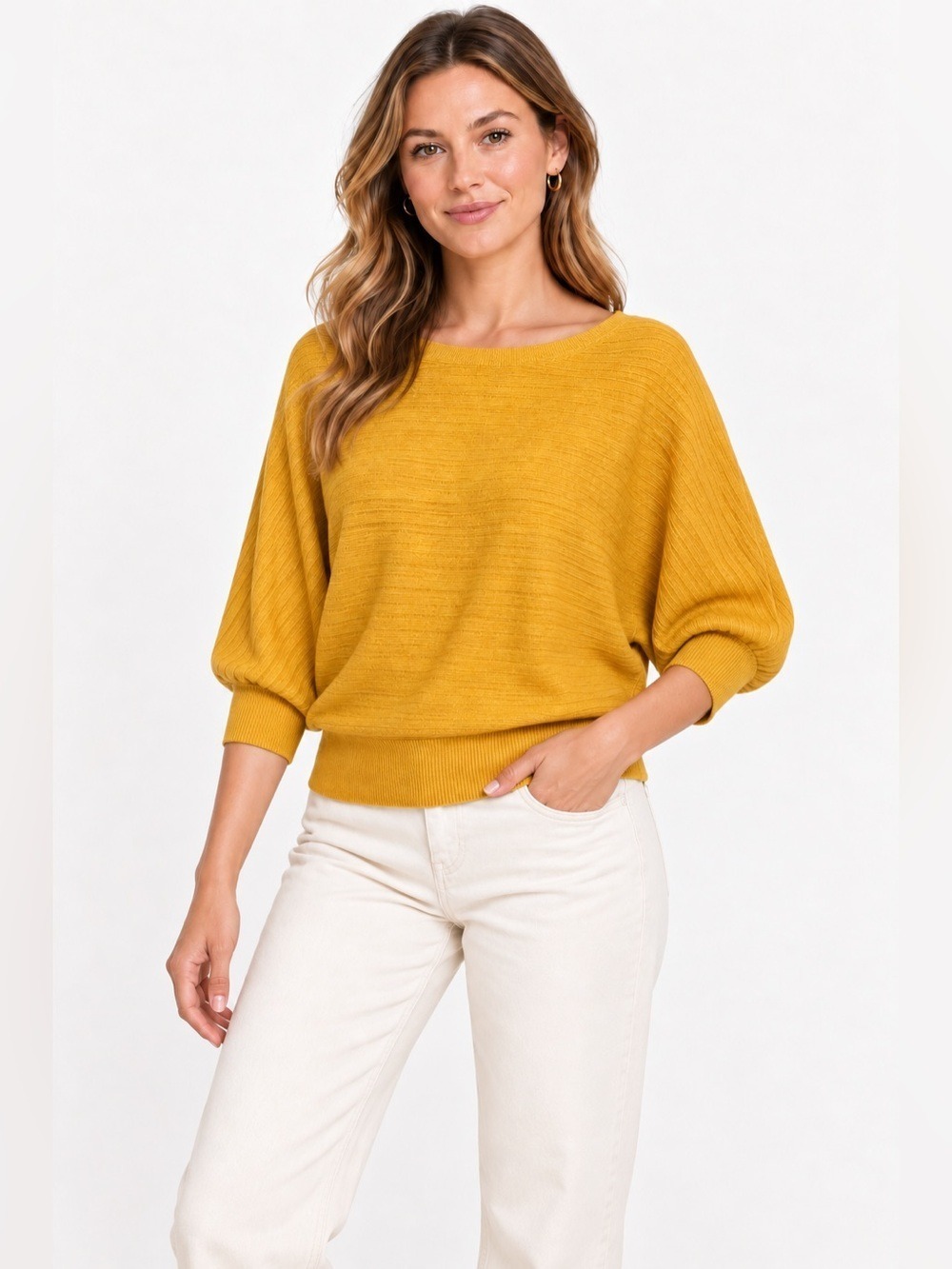 Women’s dolman sleeved ribbed sweater. Size M